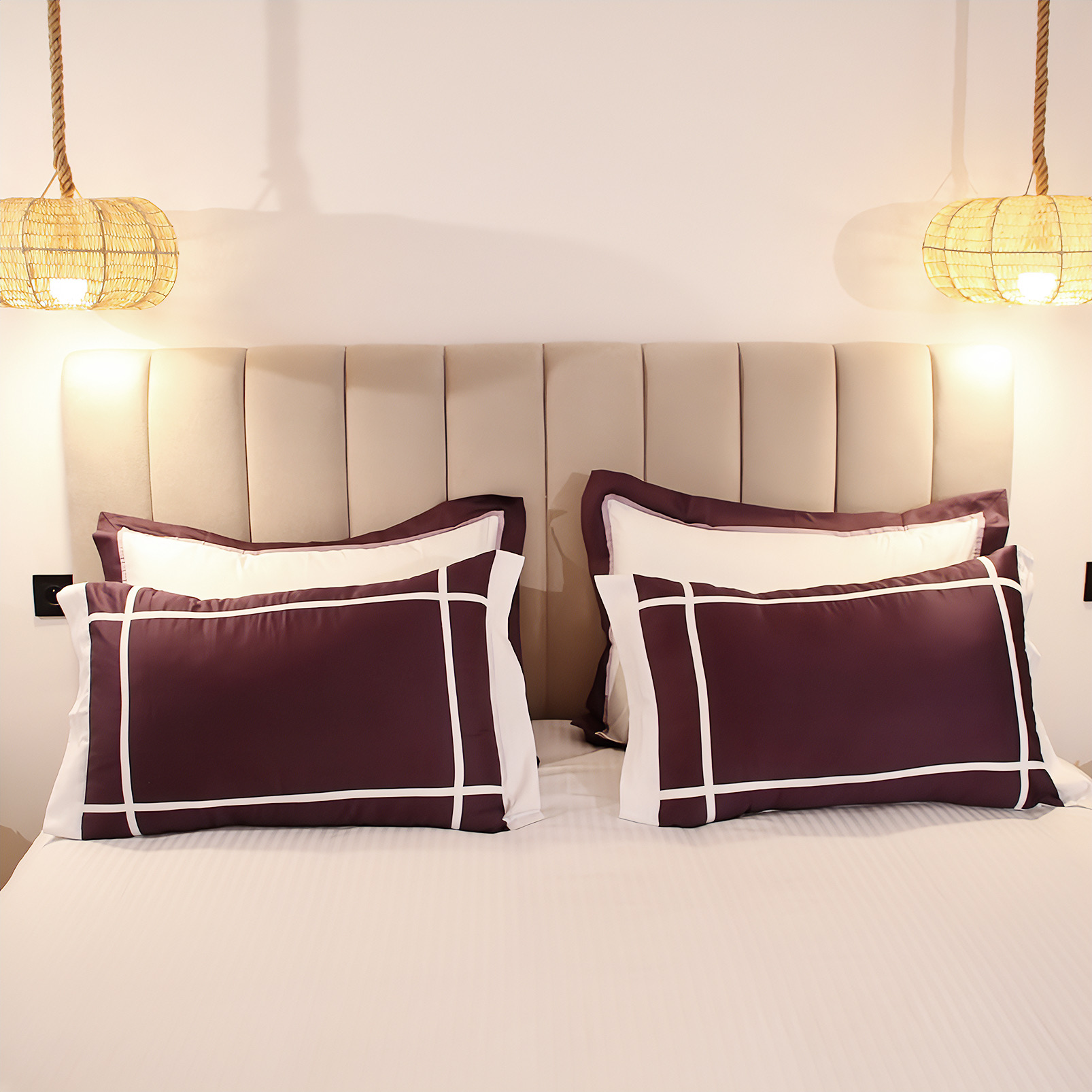 Mystère Améthyste Rayé – Coton Satiné 300 Fils